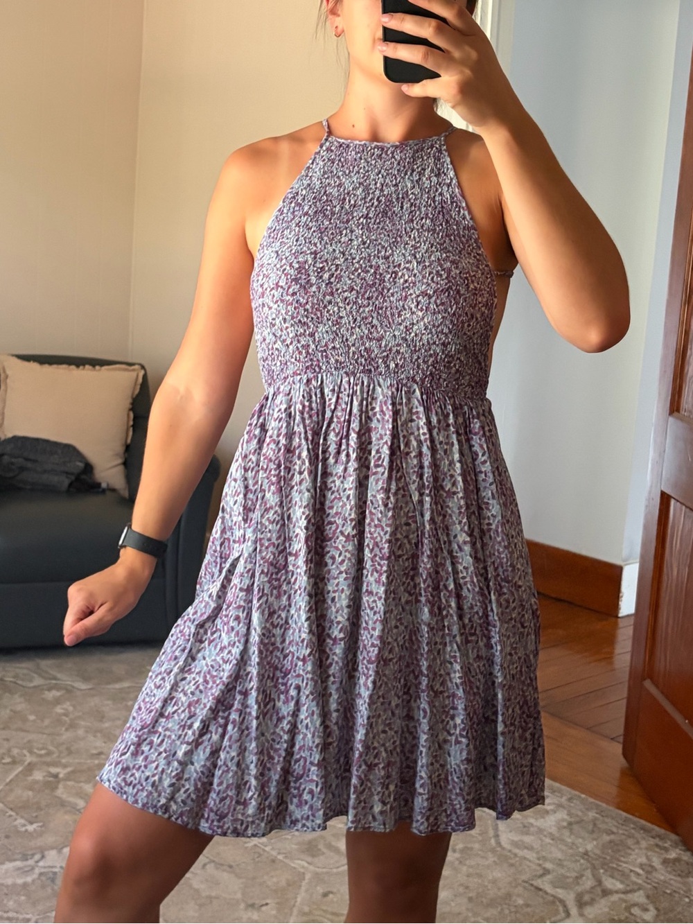 Kimchi Blue Floral Mini Dress in Lavender/Blue